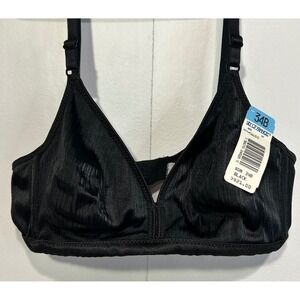 Lily of France Wireless T shirt Bra Womens 34B Black Comfort Intimates 10655 NWT